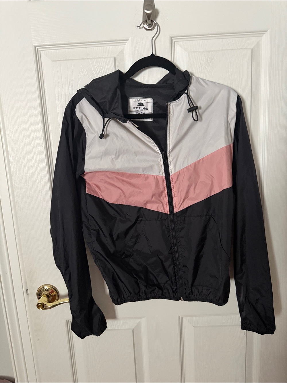 Reflex Women's Black & Pink Colorblock Windbreaker Jacket medium